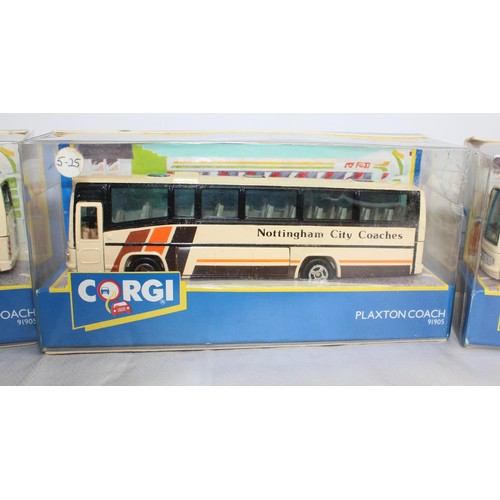 724 - 3 x Collectable Boxed Corgi Plaxton Coach 91905 Models