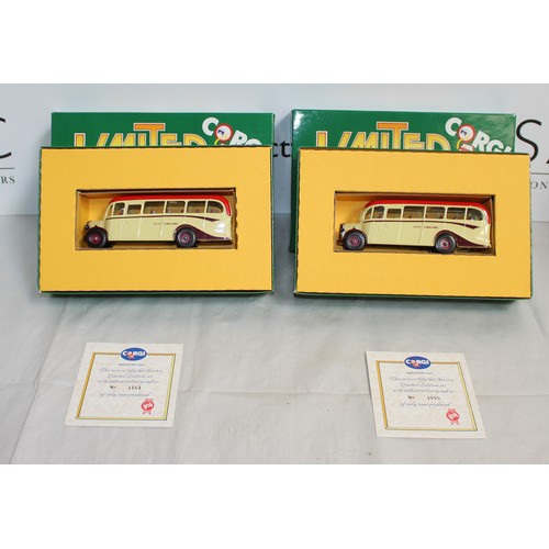 727 - 2 x Boxed Corgi Bedford OB Coach