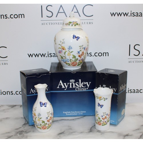 55 - 3 x Boxed Aynsley China Inc- Cottage Garden Essex Vase/Cottage Garden Mayfair Vase/Cottage Garden Gi... 