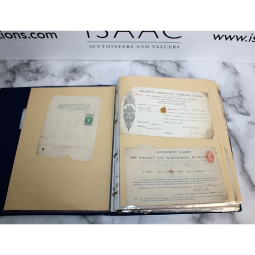 59 - Folder Containing Early 20th Century Purchase Receipts and Insurance Policy Documents