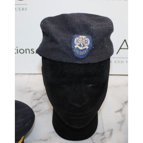 67 - 4 x Hats Inc- Massachusetts Police, Girl Guides, Docklands and Eurostar (Train Hats)