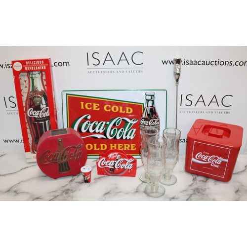 68 - Collection Of Coca Cola Items Inc- Ice Bucket/Glasses/Sign/Bottle Opener Boxed Etc
Collection Only