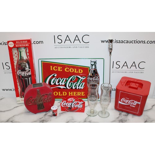 68 - Collection Of Coca Cola Items Inc- Ice Bucket/Glasses/Sign/Bottle Opener Boxed Etc
Collection Only...