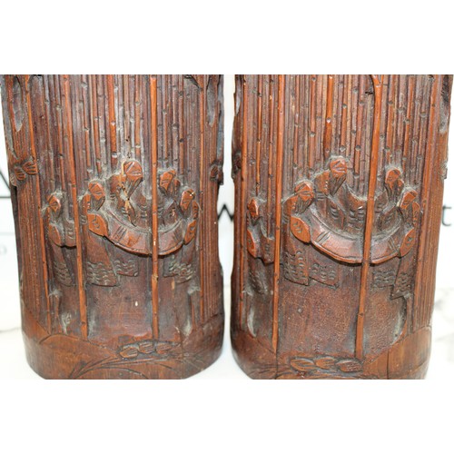 10 - 3 x Collectable Antique Oriental Bamboo Water Pots Tallest:33.5cm Damaged As Per Pictures...