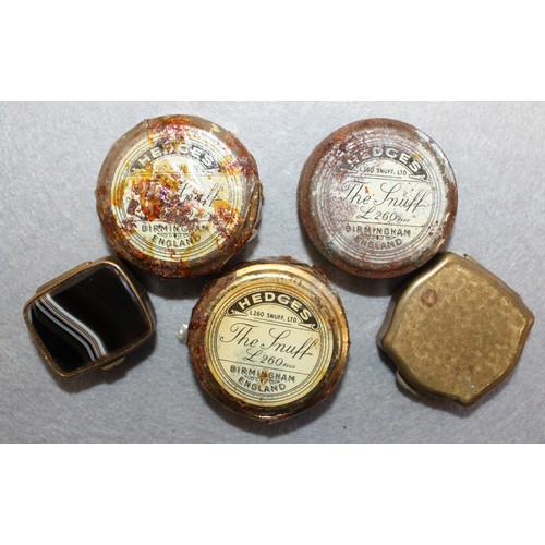 73 - 3 x The Hedges Snuff Pots Birmingham Two Unopened & 2 x Pill Pots...