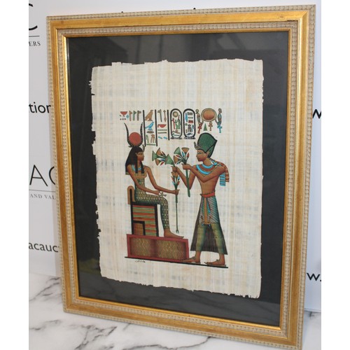 265 - Two Framed Pictures Made From Papyrus Plants Grown In Egypt . A Handcrafted Product Decorative Ancie... 