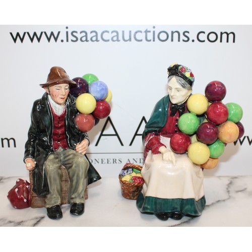 80 - 2 X Collectable Royal Doulton Figurines Inc-The Old Balloon Seller HNI315 & The Balloon Man H.N.1954...