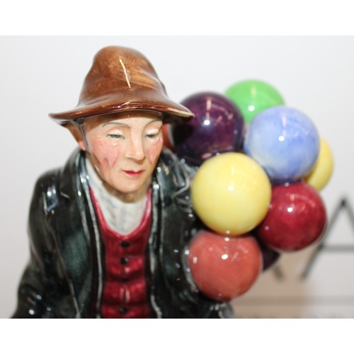 80 - 2 X Collectable Royal Doulton Figurines Inc-The Old Balloon Seller HNI315 & The Balloon Man H.N.1954...