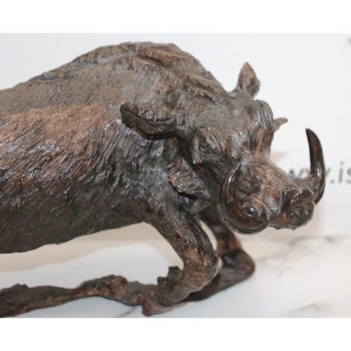 3 - Oak Craved Warthog Length-39cm...