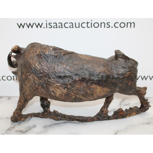 3 - Oak Craved Warthog Length-39cm...