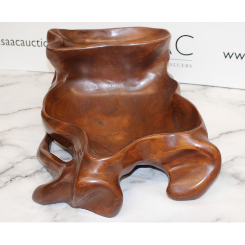 2 - A Collectable Large Decorative Wooden Carved Vessel Length:48cm...