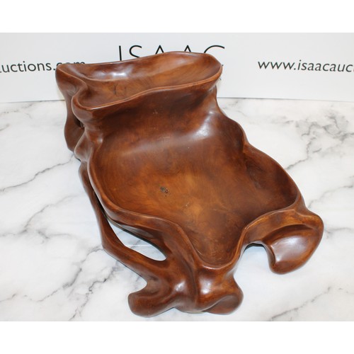 2 - A Collectable Large Decorative Wooden Carved Vessel Length:48cm...