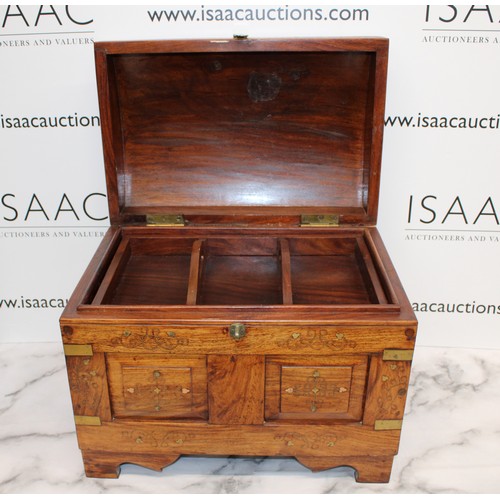 1 - A Collectable Vintage Decorative Wooden Chest With Brass Trimmings W:49cm H:37cm D:36cm...