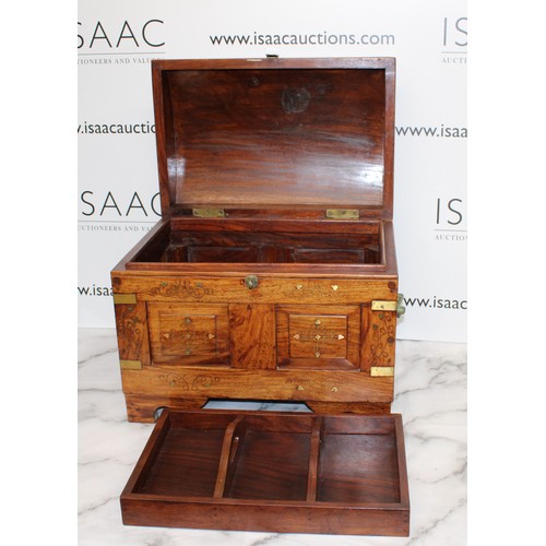 1 - A Collectable Vintage Decorative Wooden Chest With Brass Trimmings W:49cm H:37cm D:36cm