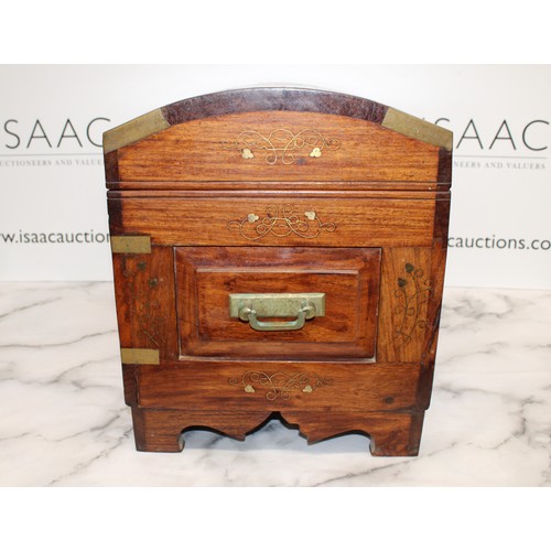 1 - A Collectable Vintage Decorative Wooden Chest With Brass Trimmings W:49cm H:37cm D:36cm...