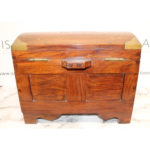 1 - A Collectable Vintage Decorative Wooden Chest With Brass Trimmings W:49cm H:37cm D:36cm...