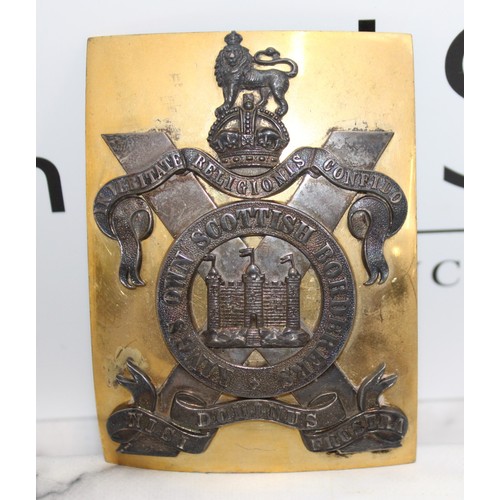 301 - A British Post-1902 Officer's Shoulder Belt Plate For The King's Own Scottish Borderers
Gilt Brass P... 