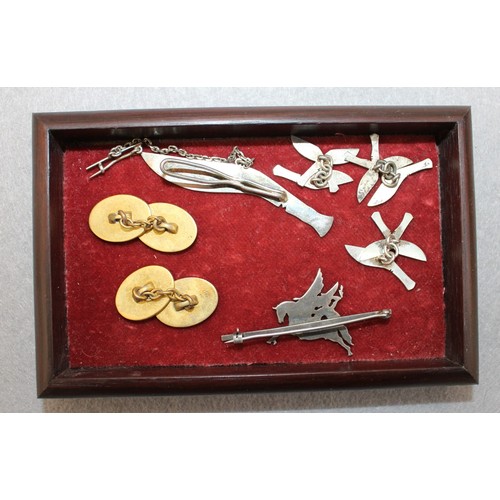 302 - Military Items Inc- Brooch/Cuff Links/Tie Pin