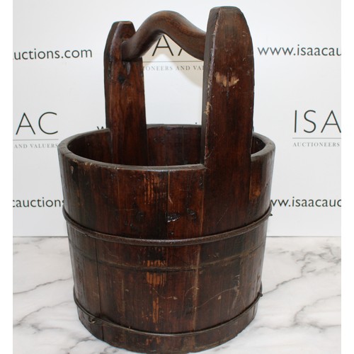 4 - A Collectable Wooden Well Bucket H:52cm D:36cm...