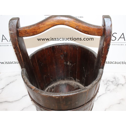 4 - A Collectable Wooden Well Bucket H:52cm D:36cm