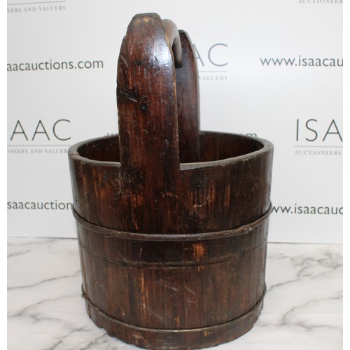 4 - A Collectable Wooden Well Bucket H:52cm D:36cm...