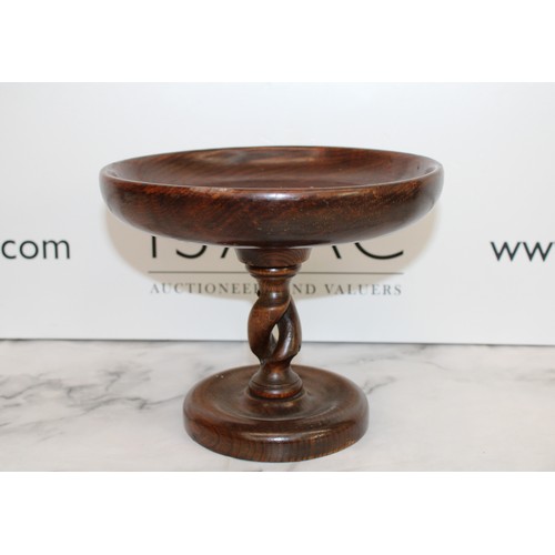 11 - A Collectable Wooden Pedestal Stand Fruit Bowl H:19cm