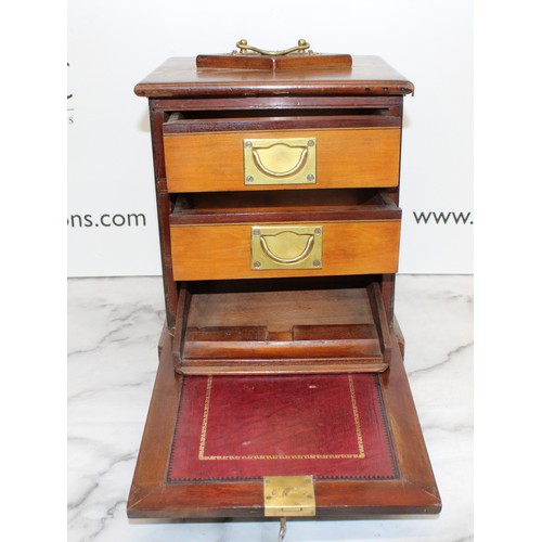 6 - A Vintage Wooden Writing Bureau with lock and key H:35cm