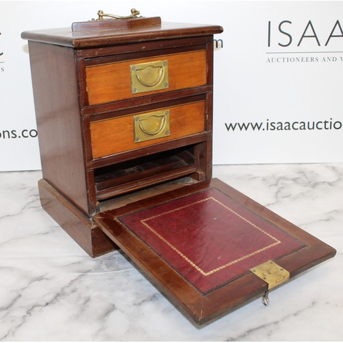 6 - A Vintage Wooden Writing Bureau with lock and key H:35cm