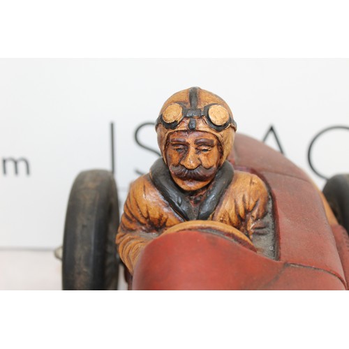 816 - Vintage Style Push Along Race Car With Gentleman Driver
length 49cm