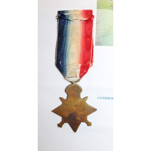 358 - WWI 1914 Star Medal Private Joseph Stansfield Service Number 7001 Medal With Some Paperwork