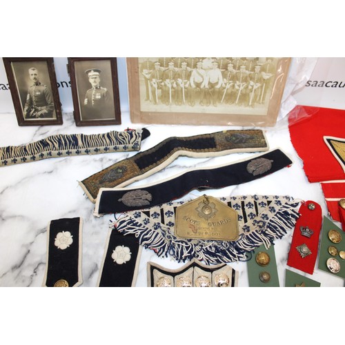 315 - Selection Of Militaria Items Inc- Buttons/Pictures/Badges/SCOTS GUARDS 2692678 W.EVERSDON Plate Etc