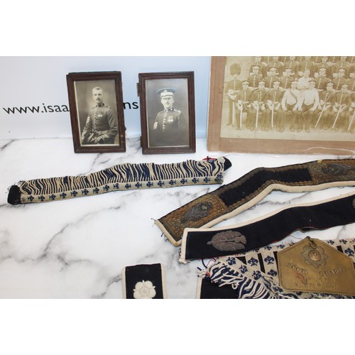 315 - Selection Of Militaria Items Inc- Buttons/Pictures/Badges/SCOTS GUARDS 2692678 W.EVERSDON Plate Etc