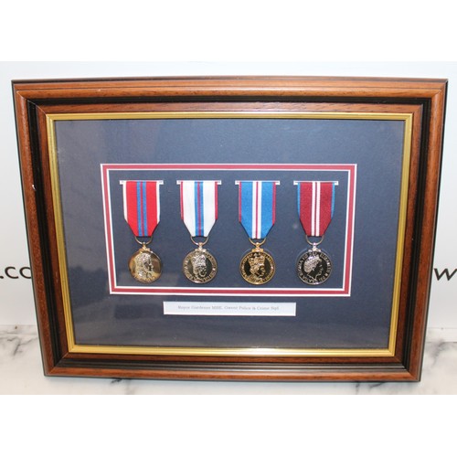 52 - Framed Royce Gardener MBE Gwent Police & Crime Sqd 37cm x 29cm - All medals are reproduction medals
... 