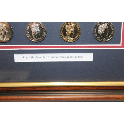 52 - Framed Royce Gardener MBE Gwent Police & Crime Sqd 37cm x 29cm - All medals are reproduction medals
... 