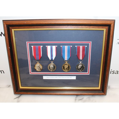 52 - Framed Royce Gardener MBE Gwent Police & Crime Sqd 37cm x 29cm - All medals are reproduction medals
... 