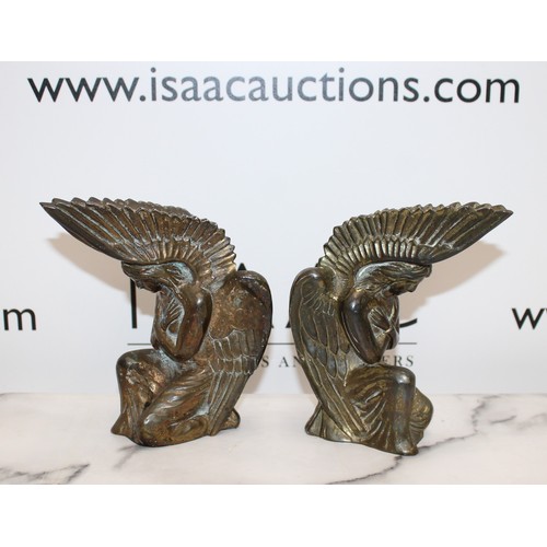 24 - Pair Of Bronze Angel Book Ends Height-16cm