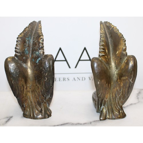 24 - Pair Of Bronze Angel Book Ends Height-16cm