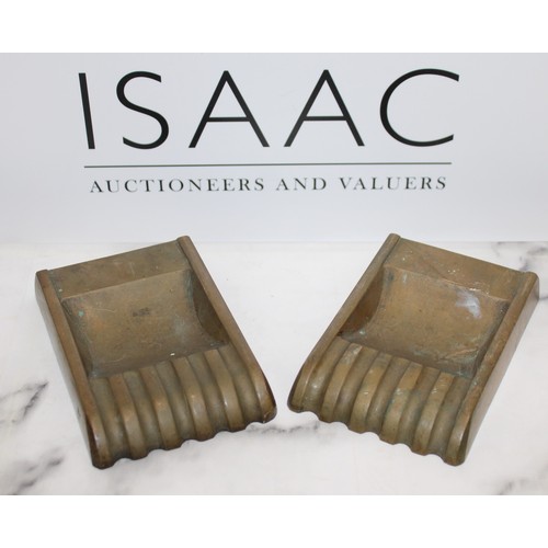 25 - 2 x Bronze Art Deco Ashtrays Length 14cm