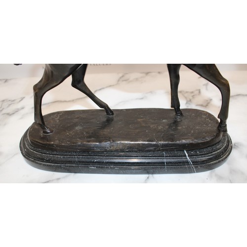 28 - Bronze Horse and Jockey on Marble Plinth - Bonheur Length Of Plinth 40cm