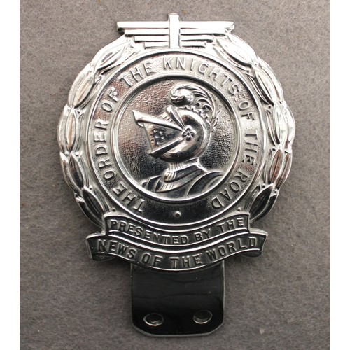 278 - The Order Of The Knights Of The Road Presented By News Of The World Car Badge