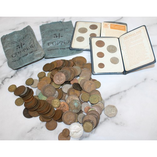 344 - Quantity Of Mixed Coinage/ Barclays Paper Bank Bags/ 2 x Decimal Coin Packs