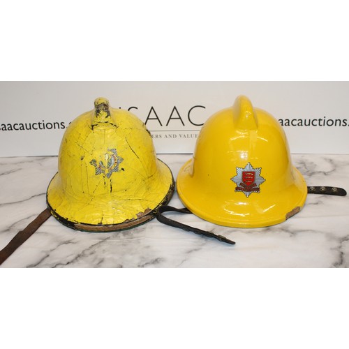 80 - 2 x Collectable Vintage Essex County Fire And Rescue Service Helmets