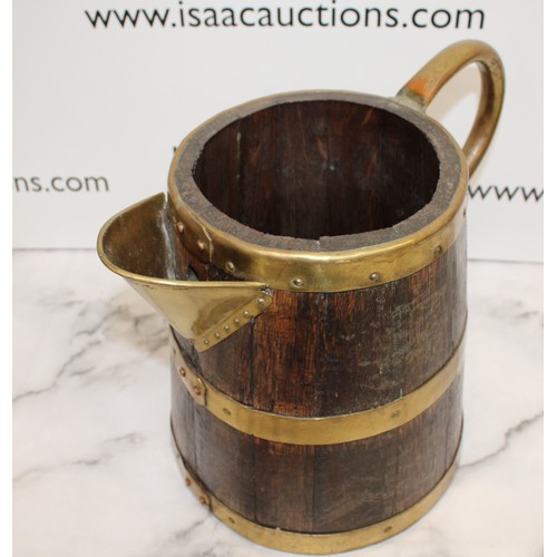 82 - A Collectable English Antique Wooden/Brass Jug H:30cm