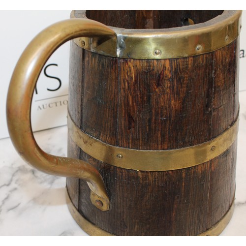 82 - A Collectable English Antique Wooden/Brass Jug H:30cm