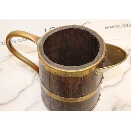 82 - A Collectable English Antique Wooden/Brass Jug H:30cm