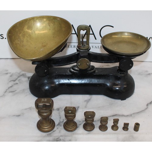 91 - Vintage Set Of Scales With Weights