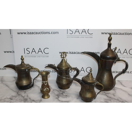 37 - Middle Eastern Coffee Pots And Vase
Tallest 46cm