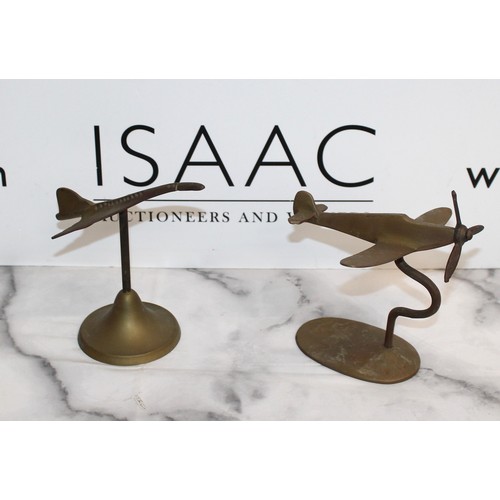 38 - Brass Spitfire And Concorde Desk Ornaments