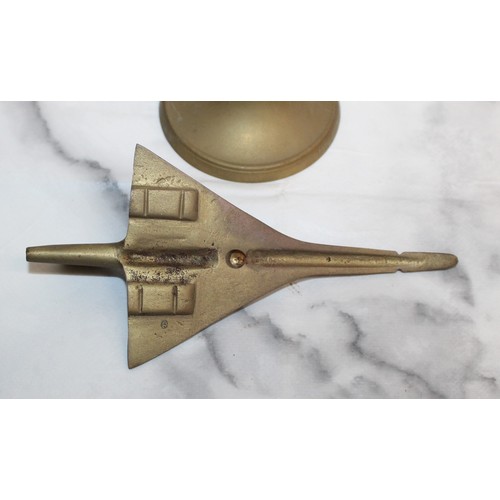 38 - Brass Spitfire And Concorde Desk Ornaments