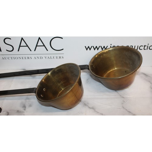 39 - Brass & Copper Large Ladles And Spoons Including A Rum And Brandy Spoon
Largest 55cm